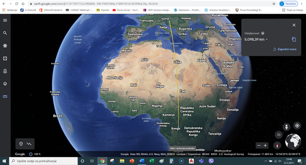 snimka zaslona s aplikacijom Google Earth